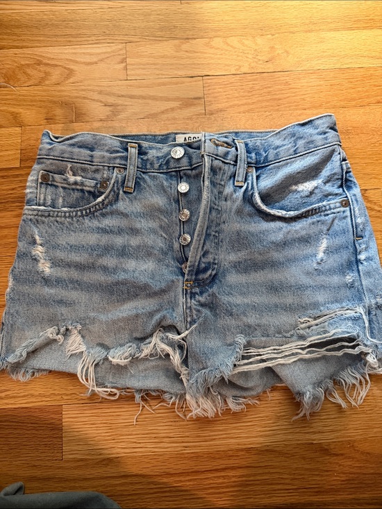 Agolde Pants - Agolde Light Wash Distressed Denim Cutoff Shorts